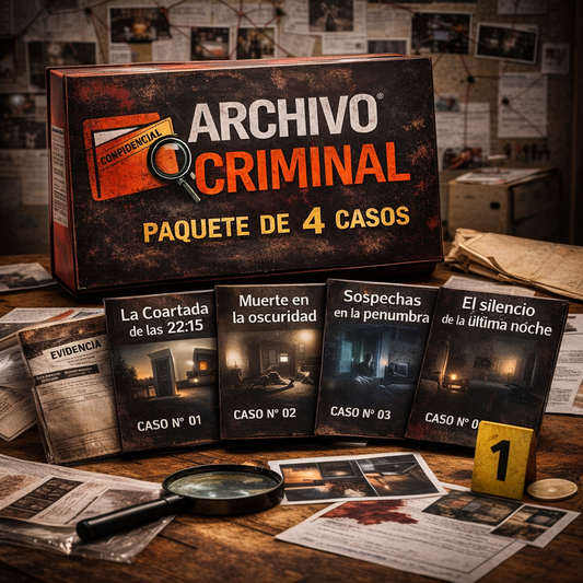🗂️ PACK 4 CASOS CRIMINALES (se puede imprimir o jugar online)