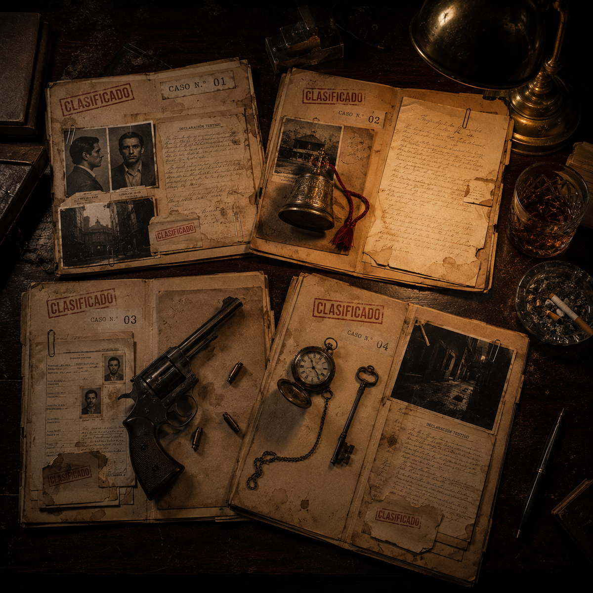 🗂️ PACK 4 CASOS CRIMINALES (se puede imprimir o jugar online)