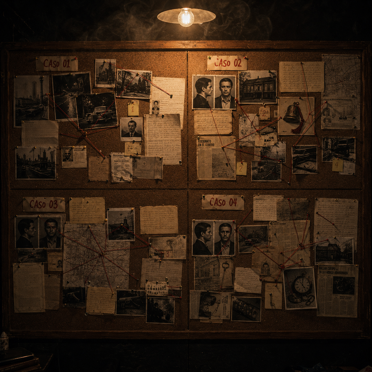🗂️ PACK 4 CASOS CRIMINALES (se puede imprimir o jugar online)